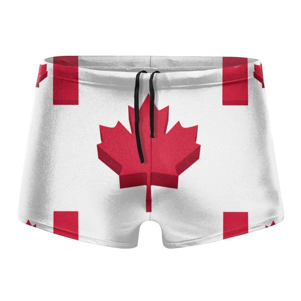 Alpsport Men'S Canada Flag Swimwear Boxer Briefs Swim Trunk Triangle Thong Bikini Swimsuit