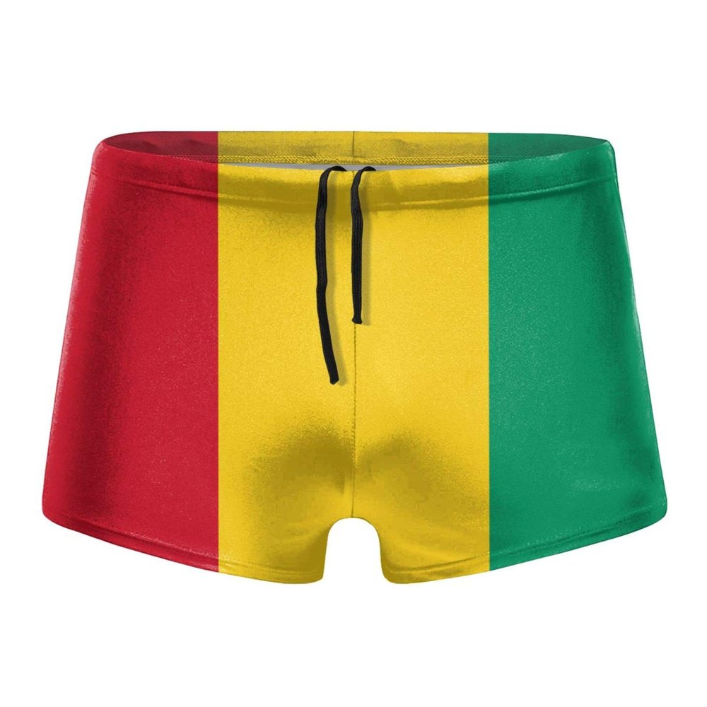Alpsport Men'S Flag of Guinea Swimwear Boxer Briefs Swim Trunk Triangle Thong Bikini Swimsuit
