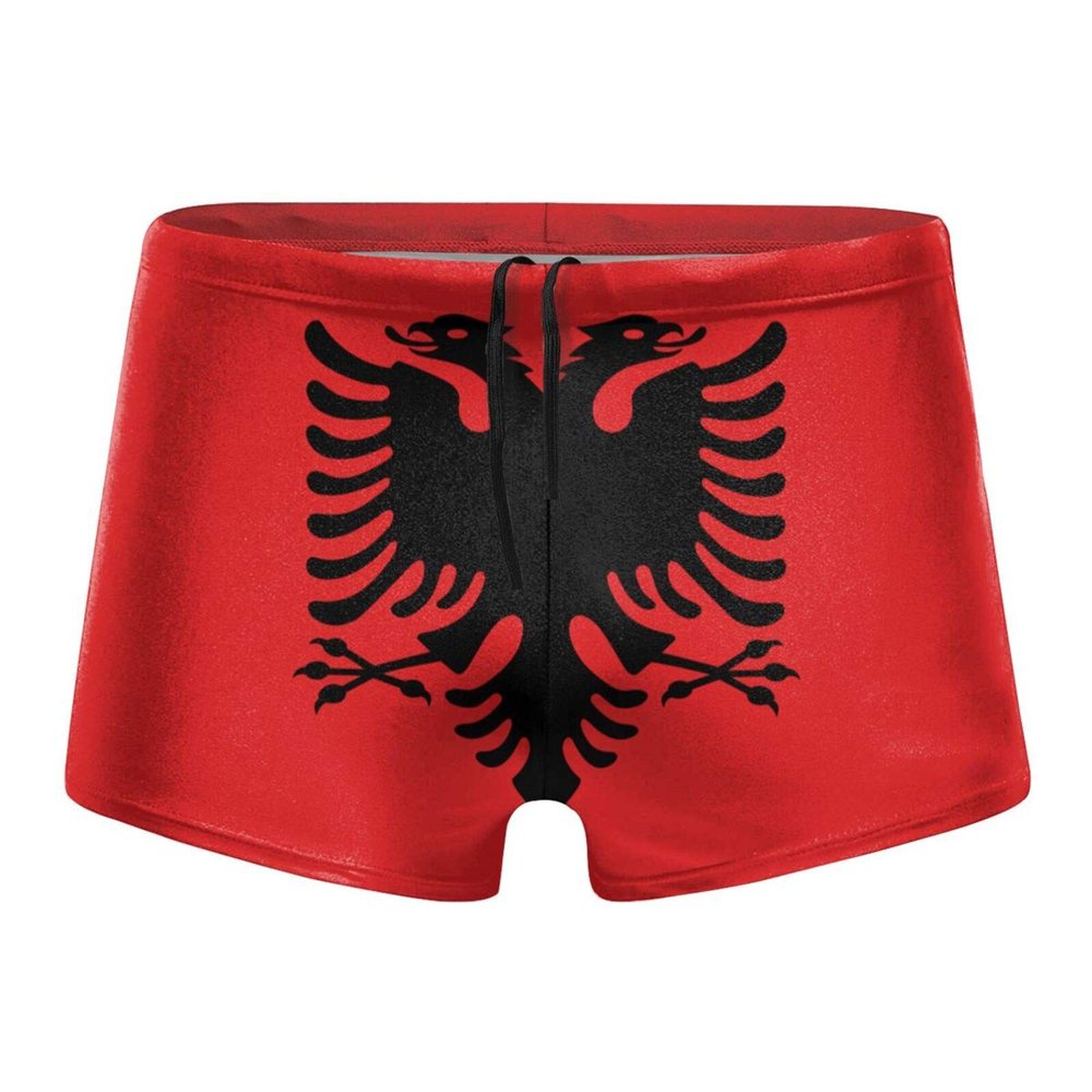 Alpsport Men'S Albania Flag Swimwear Boxer Briefs Swim Trunk Triangle Thong Bikini Swimsuit