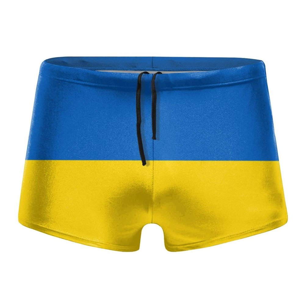 Alpsport Men'S Flag of Ukraine Swimwear Boxer Briefs Swim Trunk Triangle Thong Bikini Swimsuit
