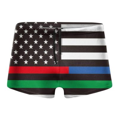 Alpsport Men'S American Flag Swimwear Boxer Briefs Swim Trunk Triangle Thong Bikini Swimsuit