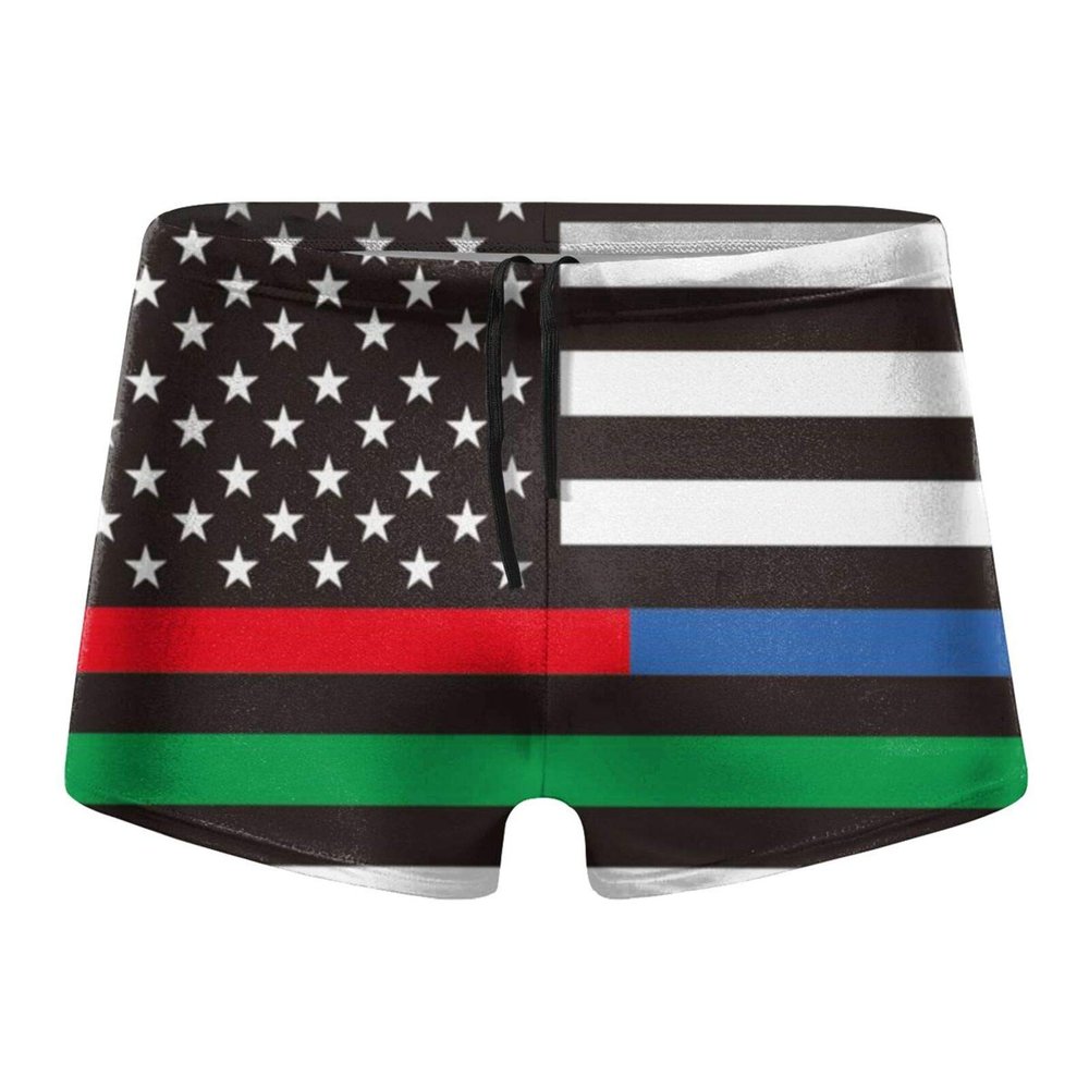 Alpsport Men'S American Flag Swimwear Boxer Briefs Swim Trunk Triangle Thong Bikini Swimsuit