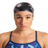 Arena Sirene Molded Silicone Swim Cap for Women Swimming Super Stretchy Durable Bathing Cap for Long Hair Tight Fit, Cecilia Black, One Size view 4