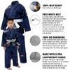 Combat Corner Kids BJJ GI v6 Ultra Light Preshrunk IBJJF Approved Brazilian Jiu Jitsu for Boys and Girls | Free BJJ Gi White Belt (Navy Blue, Y-00) view 2