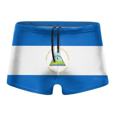 Alpsport Men'S Flag of Nicaragua Swimwear Boxer Briefs Swim Trunk Triangle Thong Bikini Swimsuit