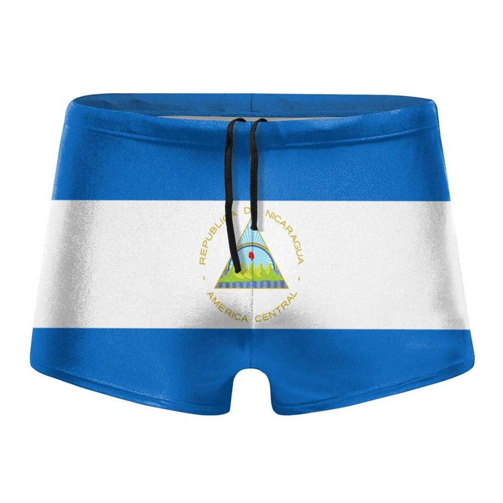 Alpsport Men'S Flag of Nicaragua Swimwear Boxer Briefs Swim Trunk Triangle Thong Bikini Swimsuit