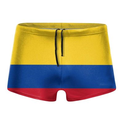 Alpsport Men'S Colombia Flag Swimwear Boxer Briefs Swim Trunk Triangle Thong Bikini Swimsuit