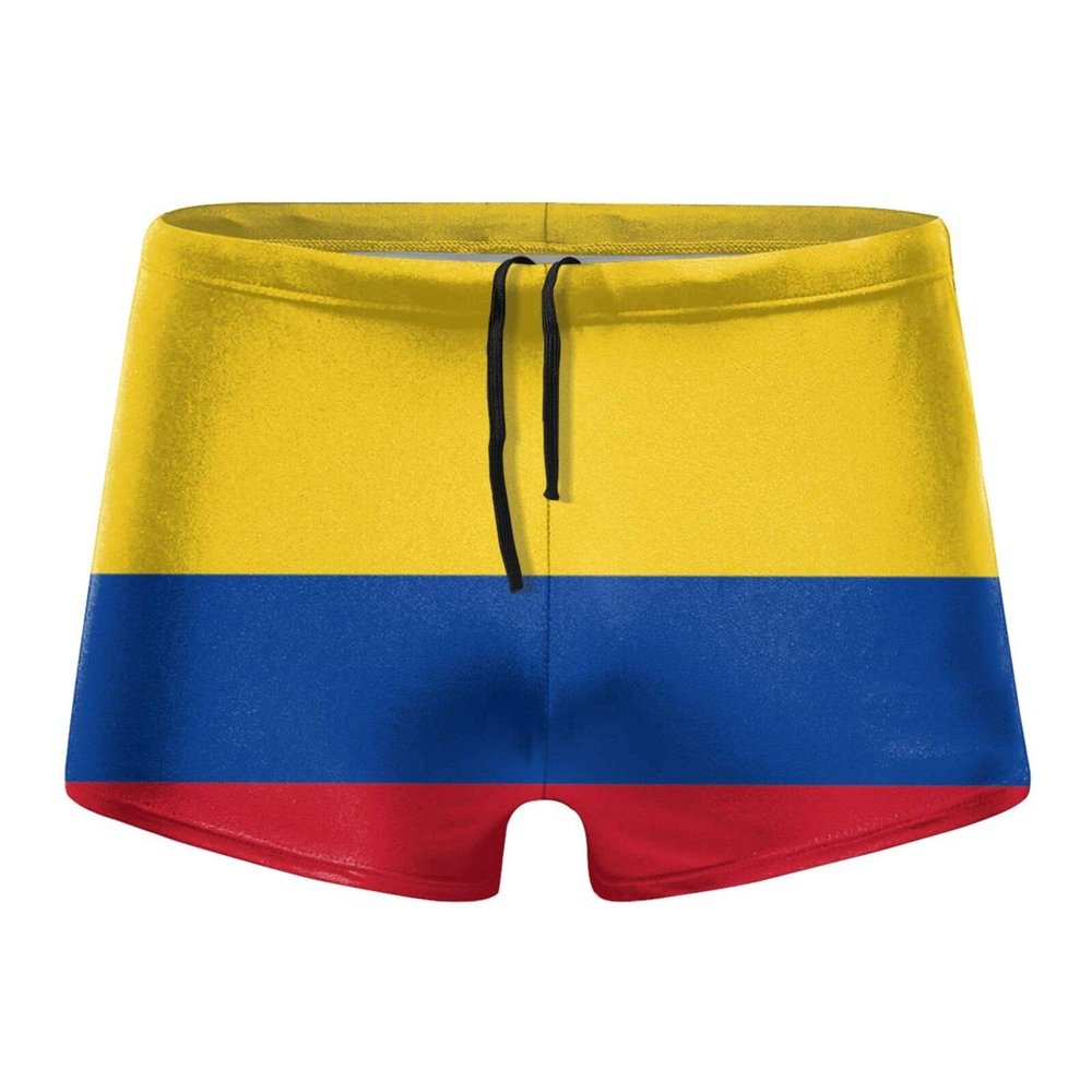 Alpsport Men'S Colombia Flag Swimwear Boxer Briefs Swim Trunk Triangle Thong Bikini Swimsuit