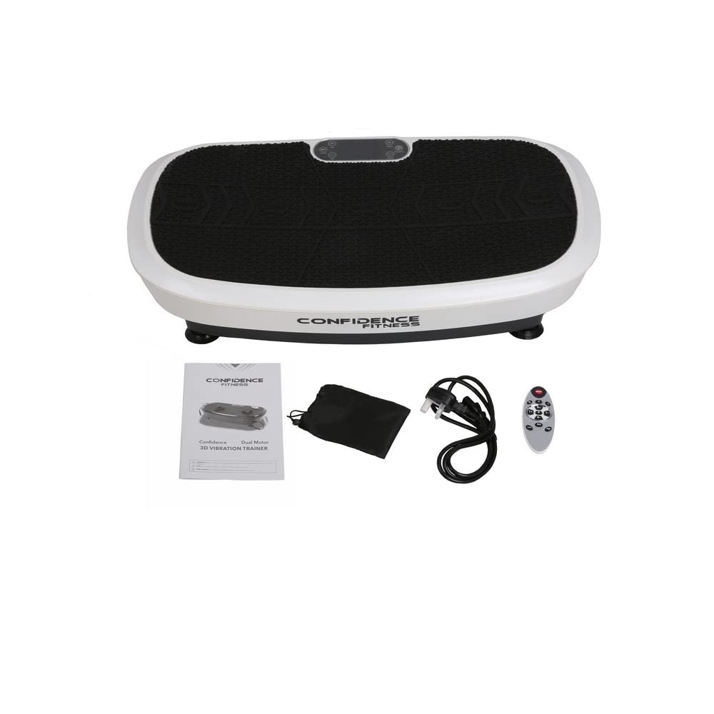 Confidence Fitness Vibration Plate Trainer 3D Dual Motor Exercise Machine White
