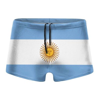 Alpsport Men'S Flag of Argentina Swimwear Boxer Briefs Swim Trunk Triangle Thong Bikini Swimsuit
