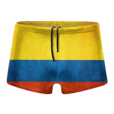 Alpsport Men'S Colombia Flag Swimwear Boxer Briefs Swim Trunk Triangle Thong Bikini Swimsuit