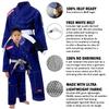 Combat Corner Kids BJJ GI v6 Ultra Light Preshrunk IBJJF Approved Brazilian Jiu Jitsu for Boys and Girls | Free BJJ Gi White Belt (Royal Blue, Y-000) view 2