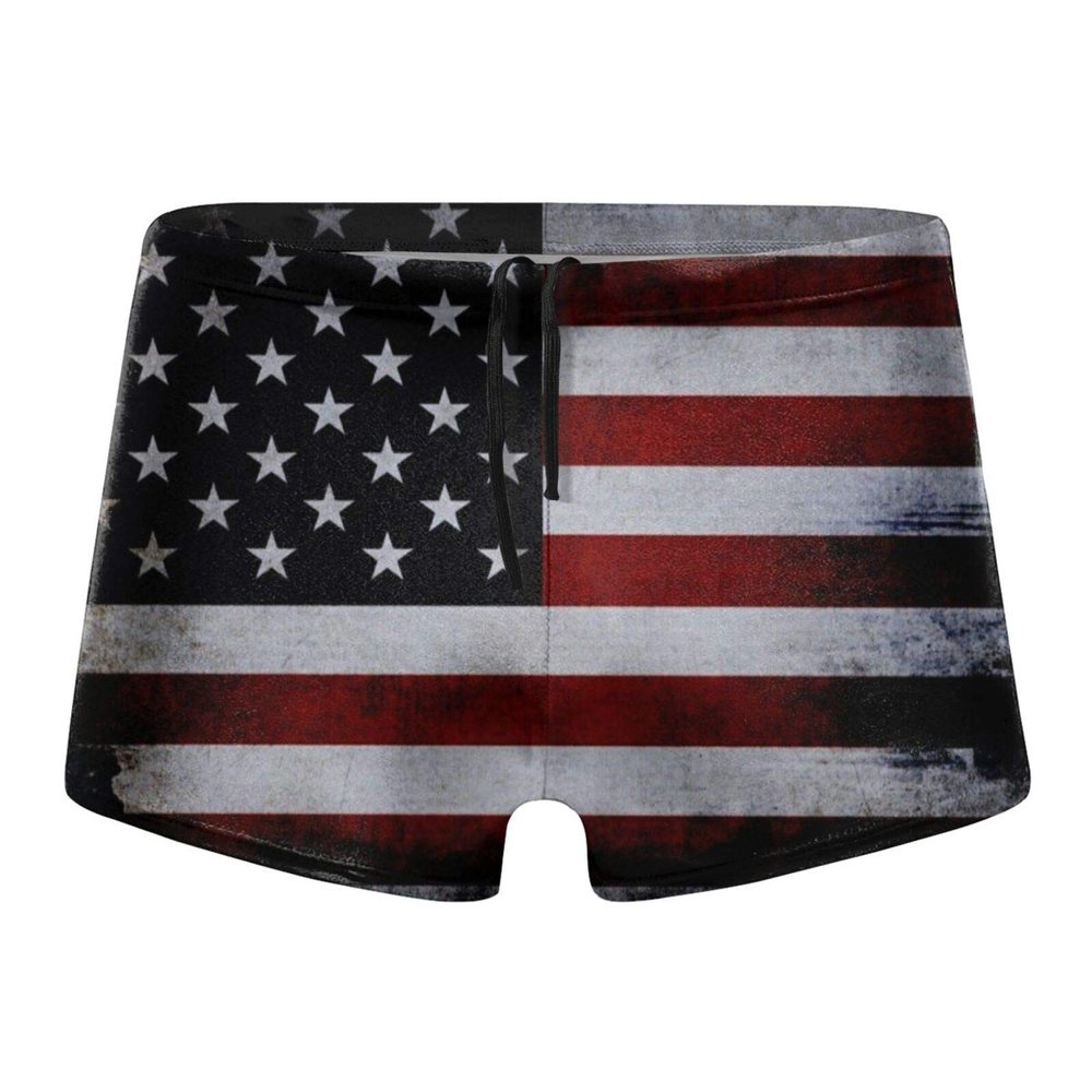Alpsport Men'S American Flag Swimwear Boxer Briefs Swim Trunk Triangle Thong Bikini Swimsuit