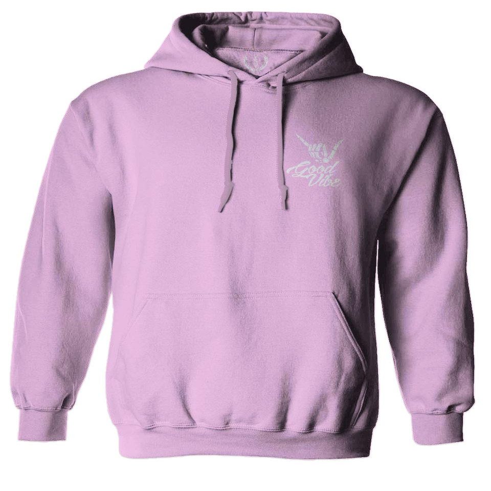 0012. Good Vibe Bones Hand Shaka Cool Vintage Hipster Graphic Sweatshirt Pullover Hoodie (Light Purple X-Large)