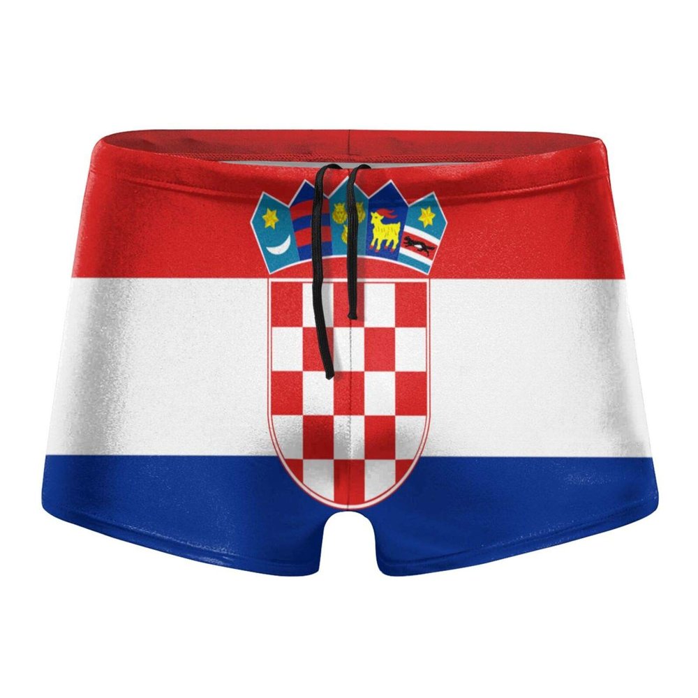 Alpsport Men'S Flag of Croatia Swimwear Boxer Briefs Swim Trunk Triangle Thong Bikini Swimsuit