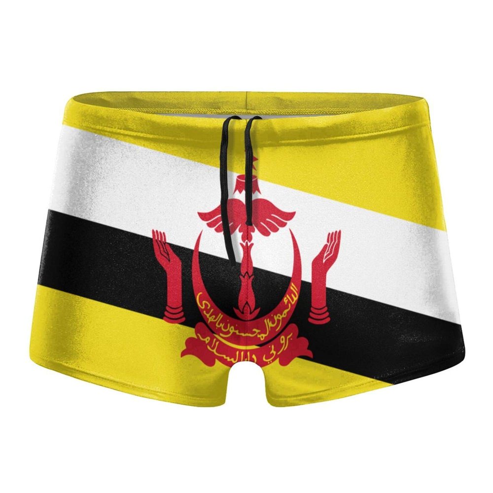 Alpsport Men'S Brunei Flag Swimwear Boxer Briefs Swim Trunk Triangle Thong Bikini Swimsuit