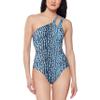 Jessica Simpson Womens Sassy Safari One Shoulder Maillot One-Piece Dark Navy SM (US 4-6) view 1
