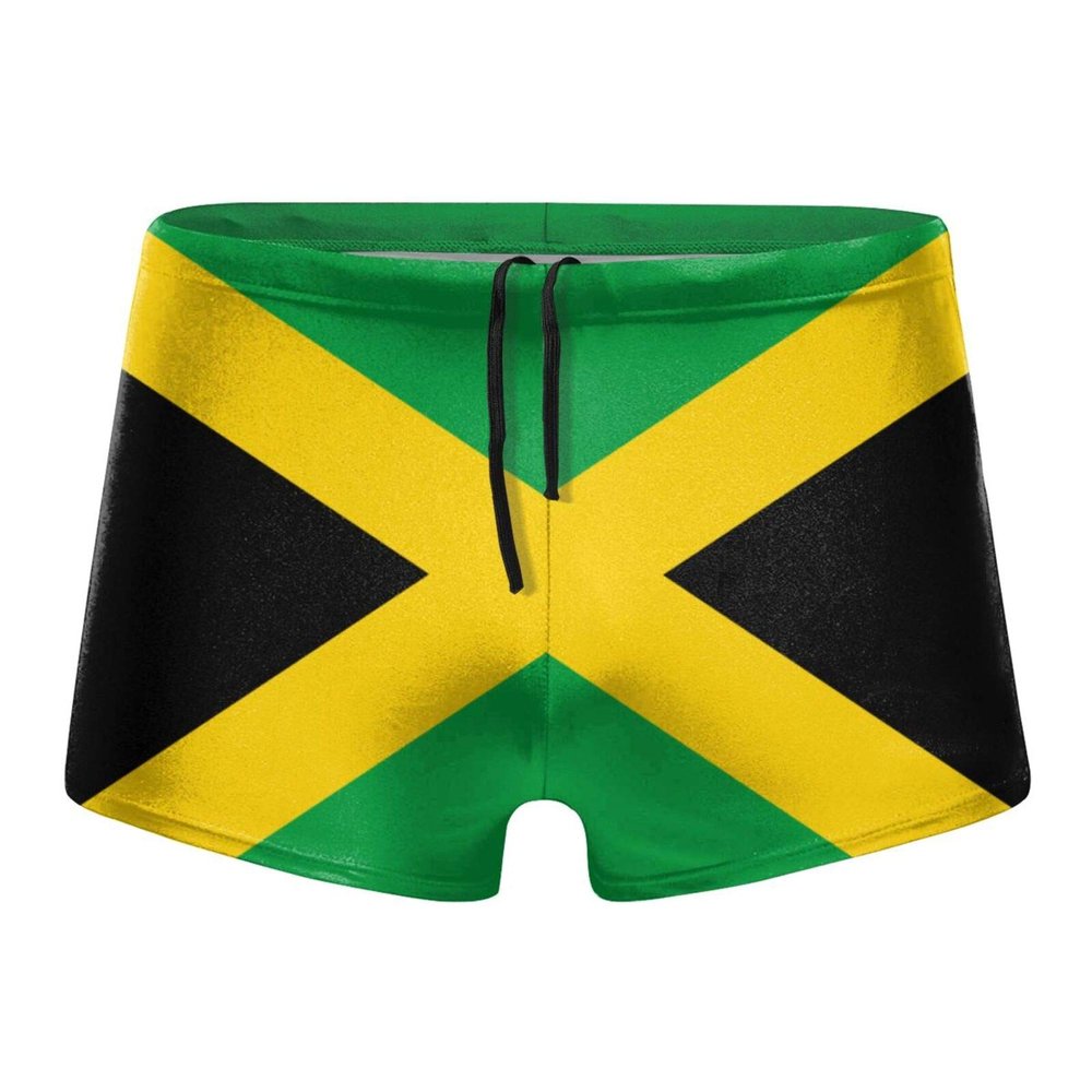 Alpsport Men'S Flag of Jamaica Swimwear Boxer Briefs Swim Trunk Triangle Thong Bikini Swimsuit