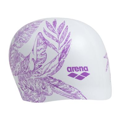 Arena Sirene Molded Silicone Swim Cap for Women Swimming Super Stretchy Durable Bathing Cap for Long Hair Tight Fit, Cecilia White, One Size