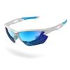 DEAFRAIN Sports Polarized Sunglasses for Men Women Cycling Running Fishing Baseball Driving White Blue Glasses UV400 Protection view 1