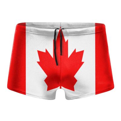 Alpsport Men'S Canada Flag Swimwear Boxer Briefs Swim Trunk Triangle Thong Bikini Swimsuit