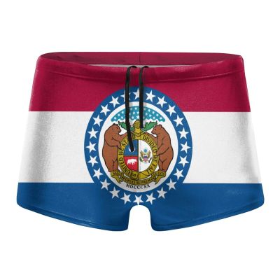 Alpsport Men'S Missouri Flag Swimwear Boxer Briefs Swim Trunk Triangle Thong Bikini Swimsuit