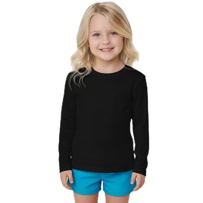 INGEAR Girls Long Sleeve Rash Guard Swim Shirt Outdoor Sports Shirt Lightweight Athletic Tee Protective Quick Dry (Black, X-Large)