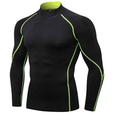 Men's Compression Shirts Long Sleeve Athletic Workout Tops Gym Undershirts Active Sports Baselayers B Green
