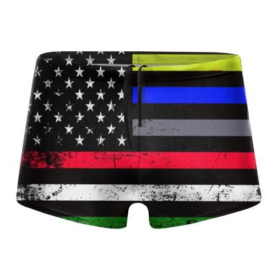 Alpsport Men'S USA Flag Swimwear Boxer Briefs Swim Trunk Triangle Thong Bikini Swimsuit