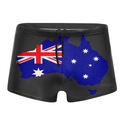 Alpsport Men'S Australia Flag Swimwear Boxer Briefs Swim Trunk Triangle Thong Bikini Swimsuit