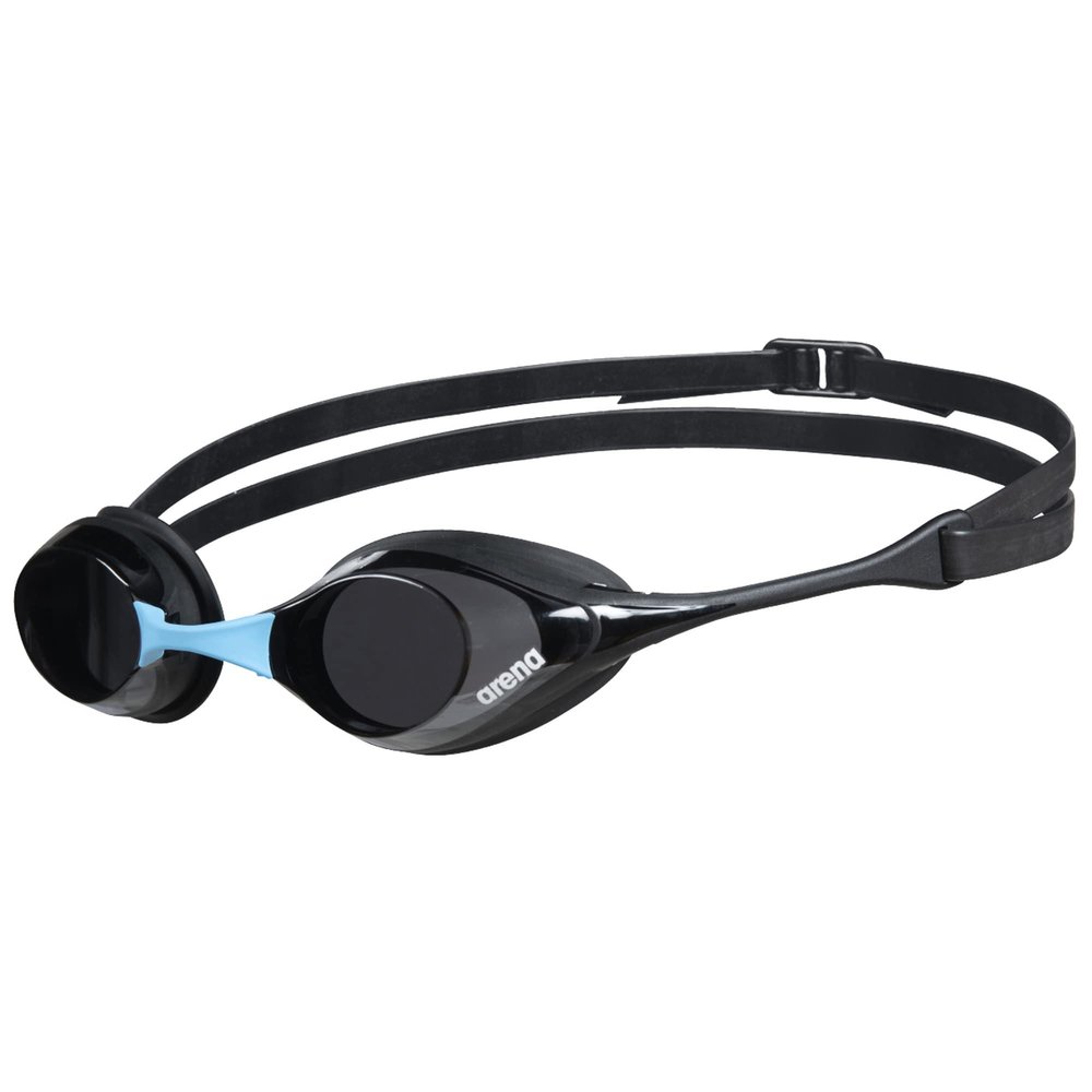 ARENA Unisex Adult Cobra Swipe Racing Swim Goggles for Men and Women Polycarbonate Non-Mirror Lens Hydrodynamic Design, Dark Smoke/Black/Blue