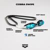 ARENA Unisex Adult Cobra Swipe Racing Swim Goggles for Men and Women Polycarbonate Non-Mirror Lens Hydrodynamic Design, Dark Smoke/Black/Blue view 3