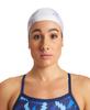 Arena Sirene Molded Silicone Swim Cap for Women Swimming Super Stretchy Durable Bathing Cap for Long Hair Tight Fit, Cecilia Silver, One Size view 4