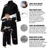 Combat Corner Kids BJJ GI v6 Ultra Light Preshrunk IBJJF Approved Brazilian Jiu Jitsu for Boys and Girls | Free BJJ Gi White Belt (Black, Y-2) view 2