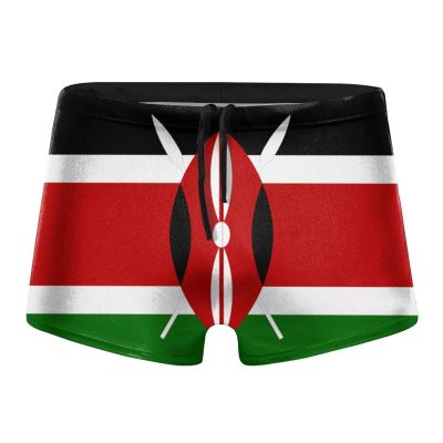 Alpsport Men'S Kenya Flag Swimwear Boxer Briefs Swim Trunk Triangle Thong Bikini Swimsuit