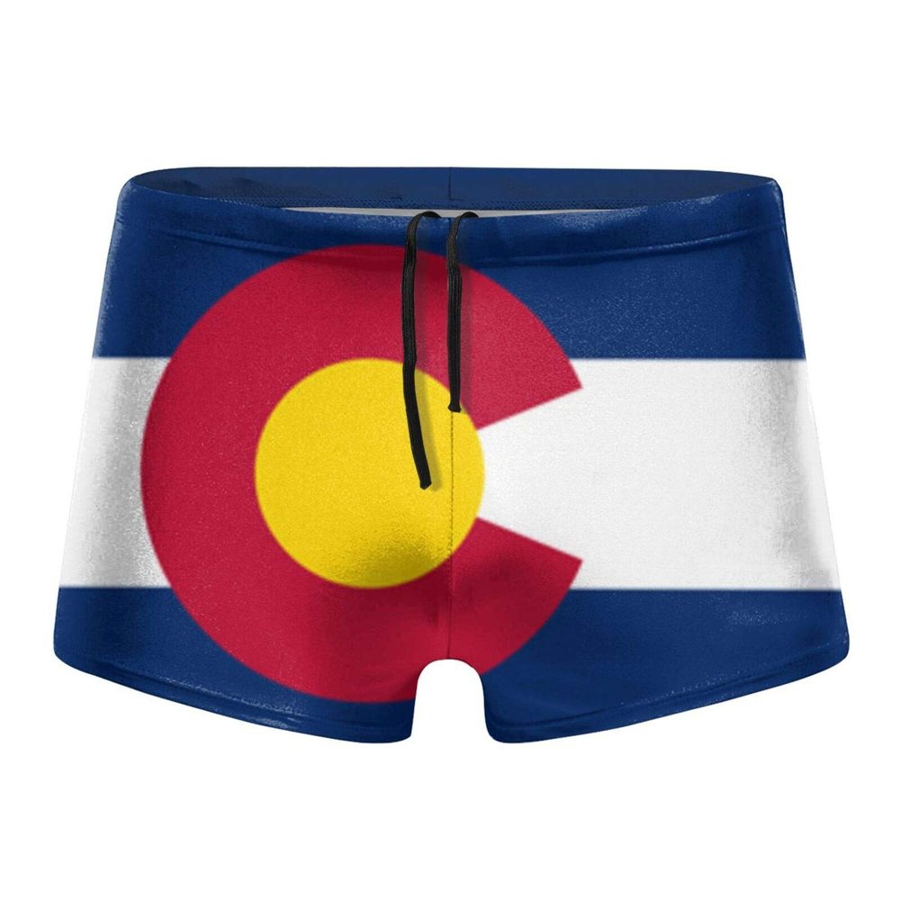 Alpsport Men'S Colorado Flag Swimwear Boxer Briefs Swim Trunk Triangle Thong Bikini Swimsuit