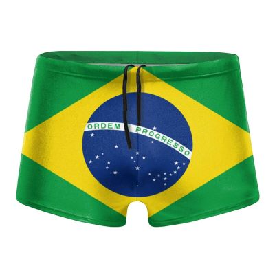Alpsport Men'S Flag of Brazil Swimwear Boxer Briefs Swim Trunk Triangle Thong Bikini Swimsuit