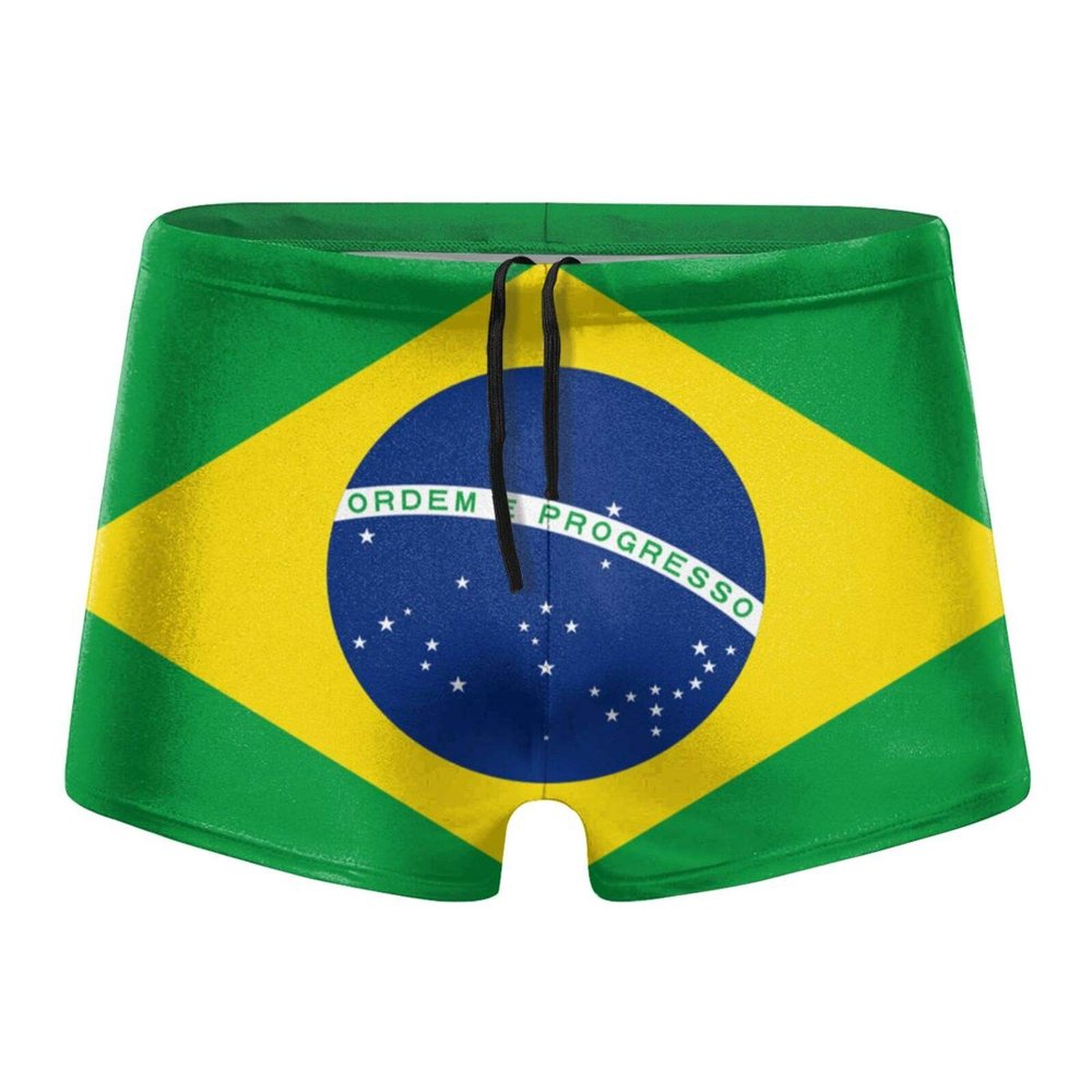 Alpsport Men'S Flag of Brazil Swimwear Boxer Briefs Swim Trunk Triangle Thong Bikini Swimsuit