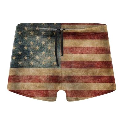 Alpsport Men'S American Flag Swimwear Boxer Briefs Swim Trunk Triangle Thong Bikini Swimsuit