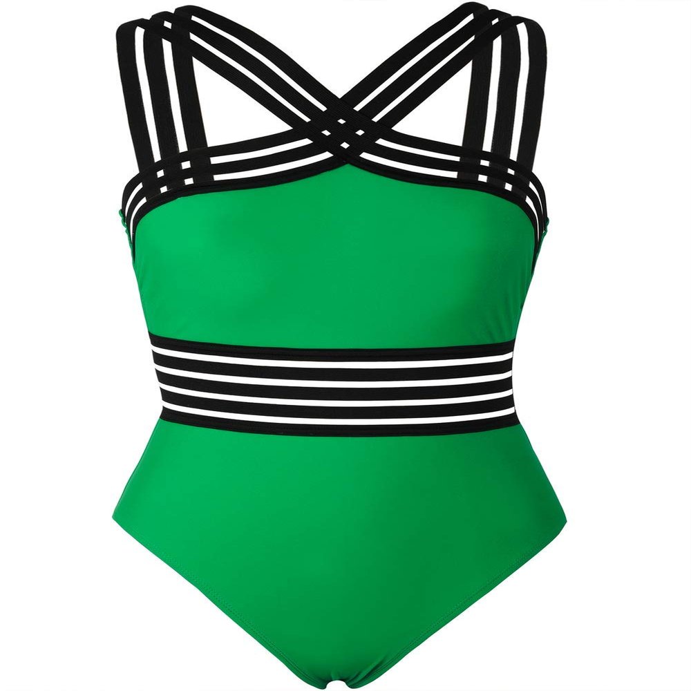 Hilor Push Up Bathing Suits for Women Sexy Slimming One Piece Swimsuits Summer Swimming Suits Green M/US8-10