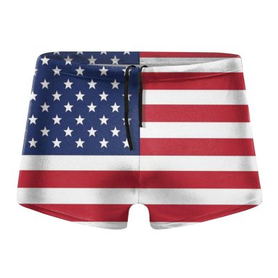 Alpsport Men's American Flag Swimwear Boxer Briefs Swim Trunk Triangle Thong Bikini Swimsuit