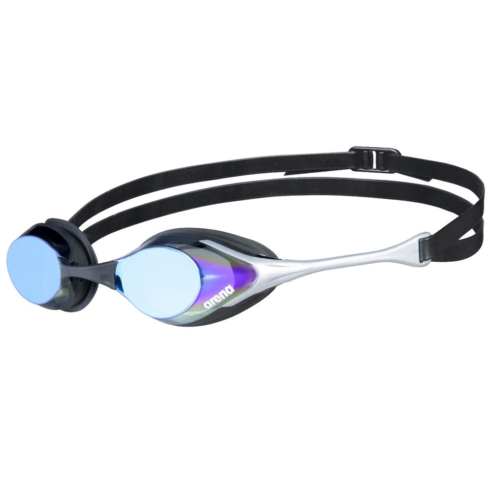 ARENA Unisex Adult Cobra Swipe Racing Swim Goggles for Men and Women Polycarbonate Mirror Lens Hydrodynamic Design, Blue/Silver