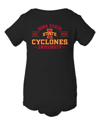 CornBorn Iowa State Cyclones Baby Bodysuit - Arch Iowa State 1858 - Black - 18M