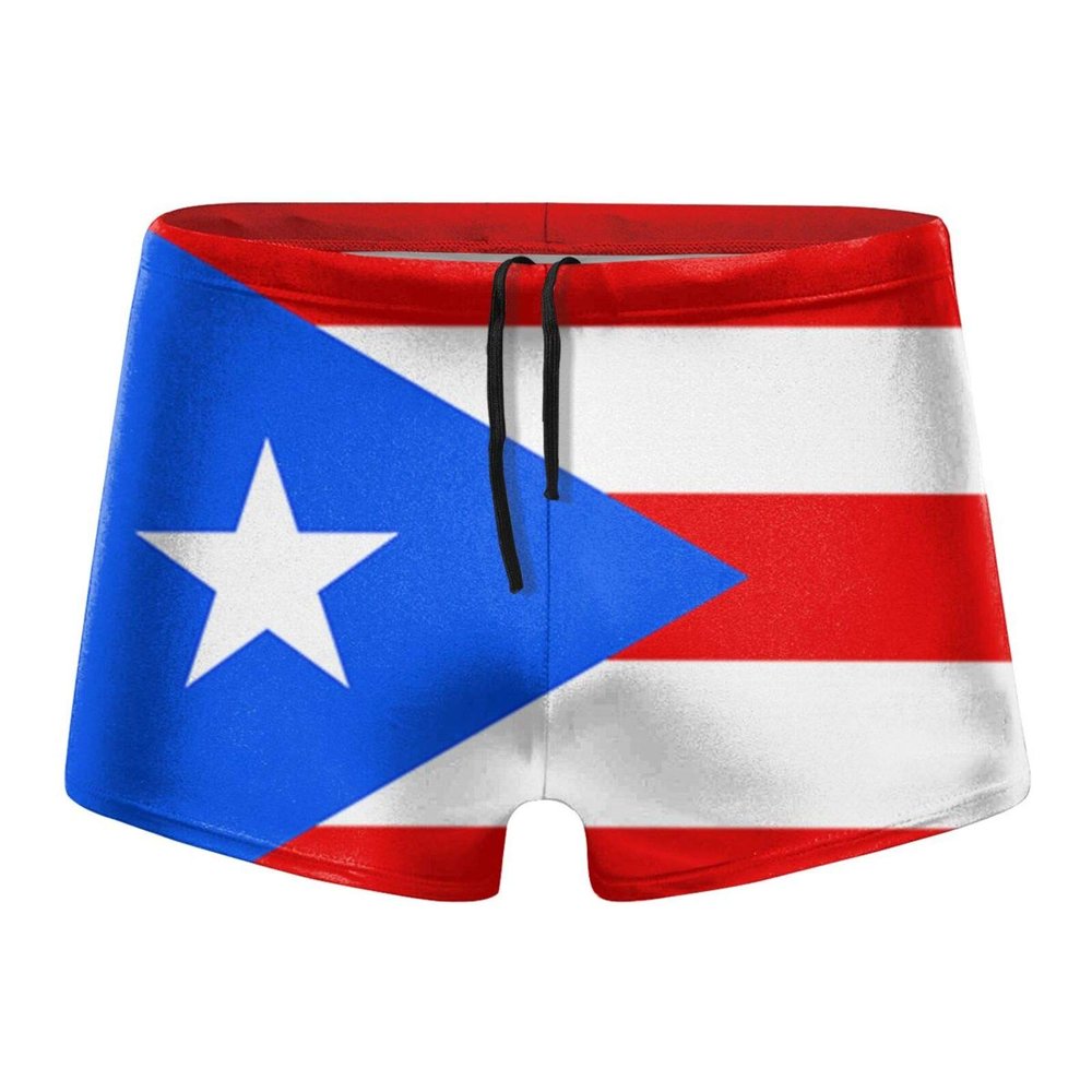 Men'S Pr Puerto Rico Flag Swimwear Boxer Briefs Swim Trunk Triangle Thong Bikini Swimsuit