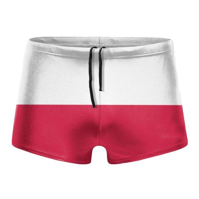 Alpsport Men'S Flag of Poland Swimwear Boxer Briefs Swim Trunk Triangle Thong Bikini Swimsuit