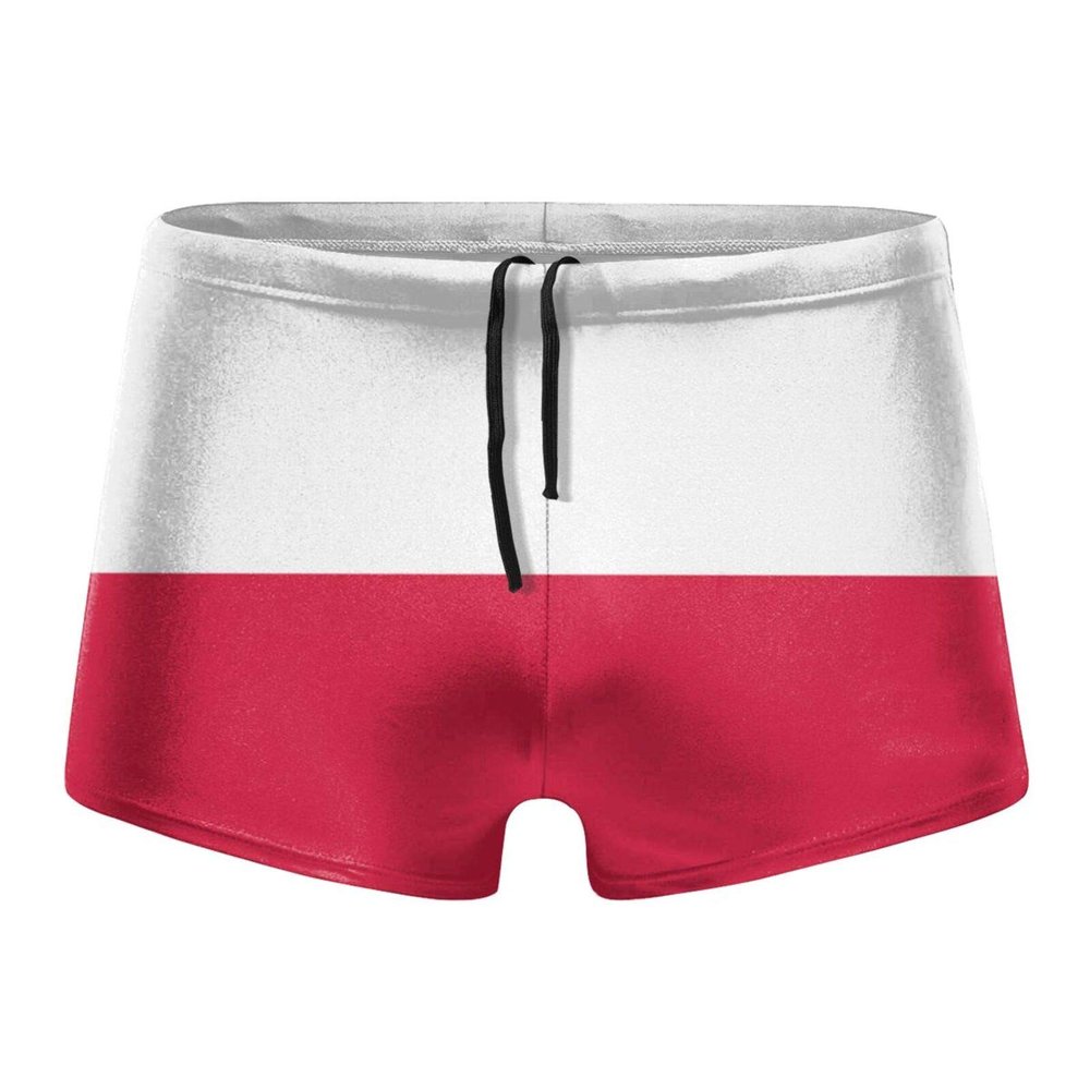 Alpsport Men'S Flag of Poland Swimwear Boxer Briefs Swim Trunk Triangle Thong Bikini Swimsuit