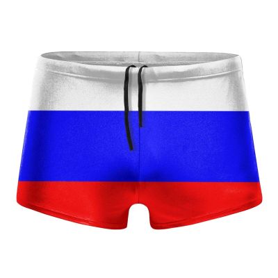 Men'S Flag of Russia Swimwear Boxer Briefs Swim Trunk Triangle Thong Bikini Swimsuit