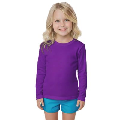 INGEAR Girls Long Sleeve Rash Guard Swim Shirt Outdoor Sports Shirt Lightweight Athletic Tee Protective Quick Dry (Purple, X-Large)