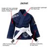 Combat Corner Kids BJJ GI v6 Ultra Light Preshrunk IBJJF Approved Brazilian Jiu Jitsu for Boys and Girls | Free BJJ Gi White Belt (Royal Blue, Y-00) view 3
