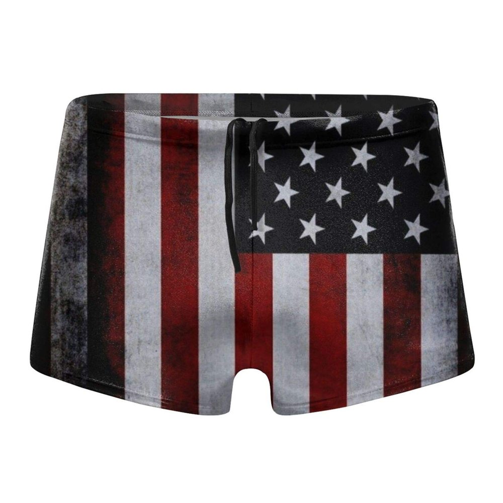 Alpsport Men'S USA Flag Swimwear Boxer Briefs Swim Trunk Triangle Thong Bikini Swimsuit